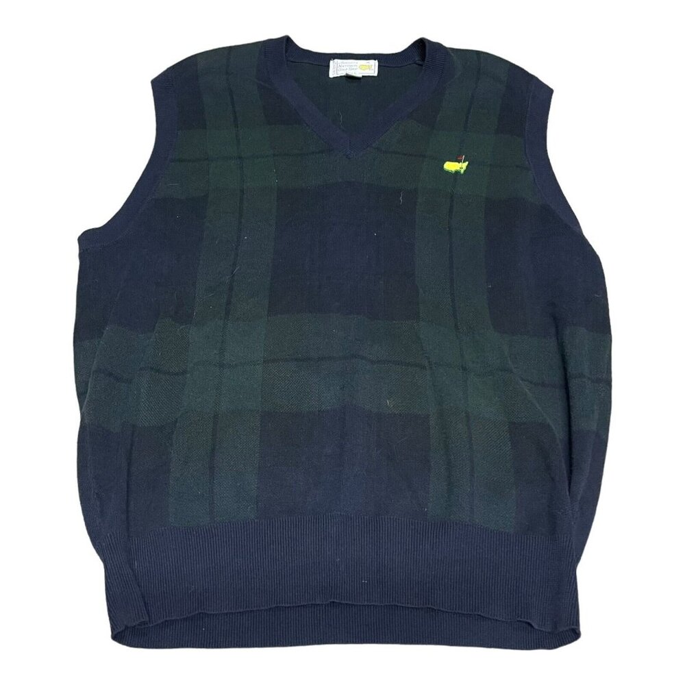 Slazenger Masters Plaid Augusta National Golf Shop Sweater Vest Size Large Green
